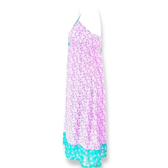 Old Navy Y2K Friends Purple Floral Boho Tassel Babydoll Halter Slip Midi Dress M - Picture 3 of 7